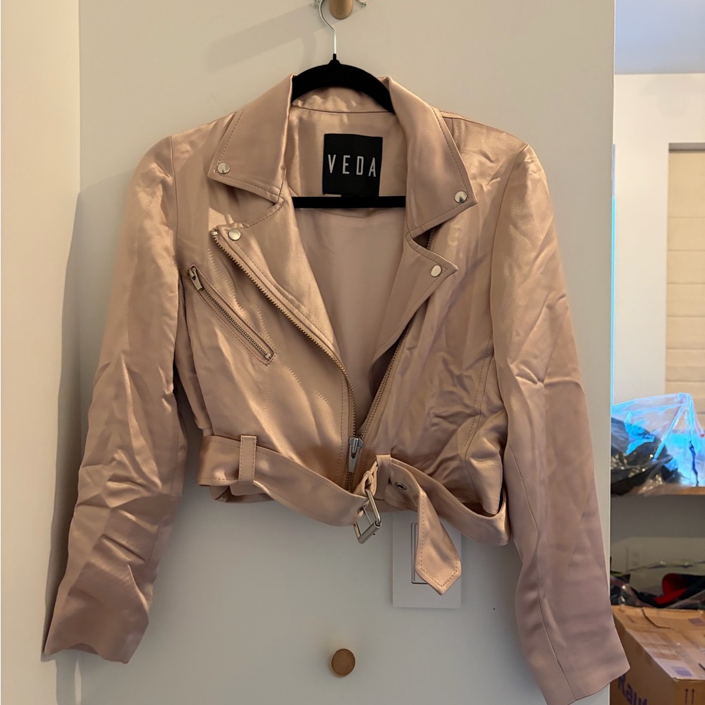 Veda Women's Blush Leather Jacket